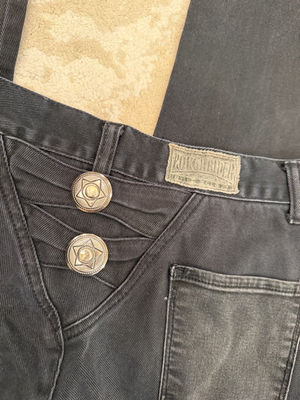 VINTAGE Rough Rider by Circle T // Women's Black 1980s  Denim Jeans size 9 - Picture 2 of 13
